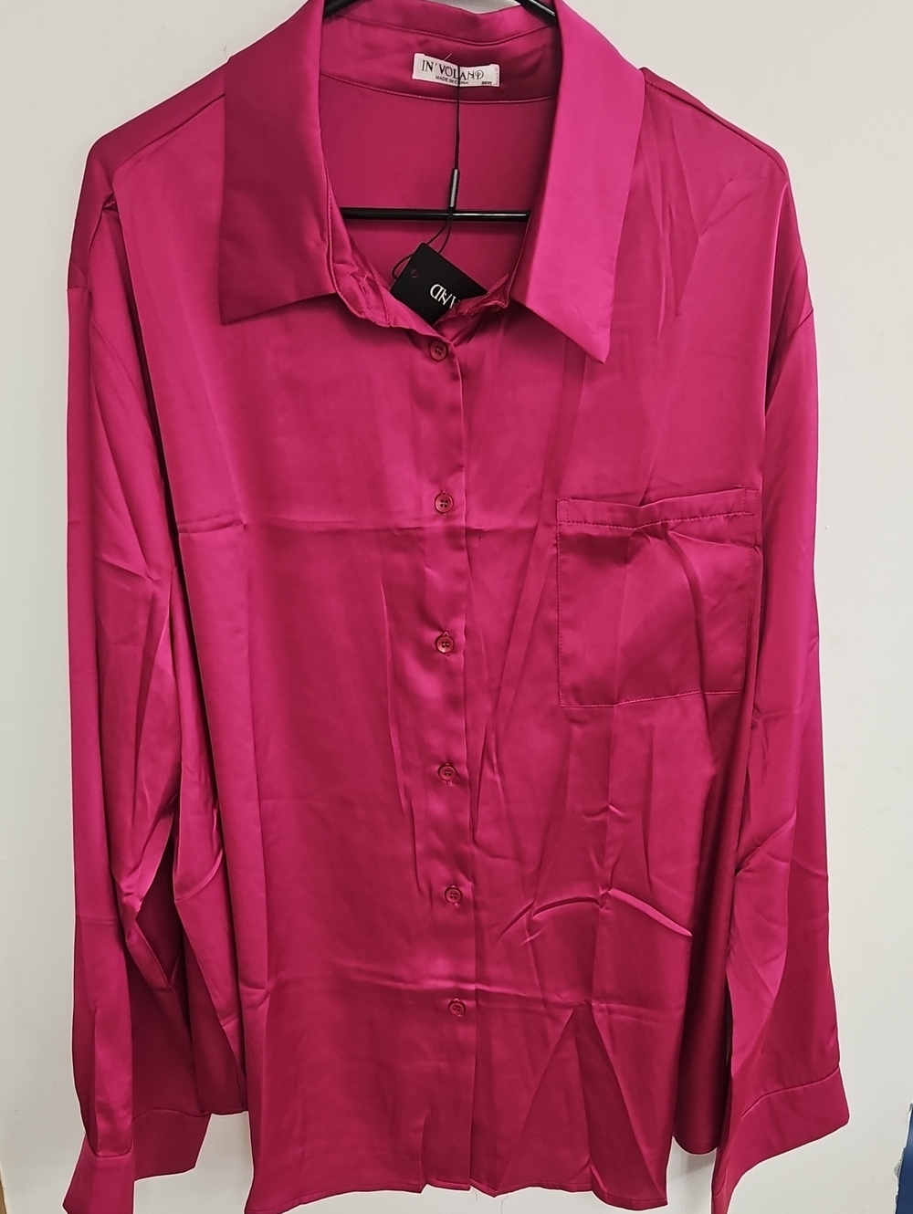 IN VULAND Fuchsia Satin Button-Down Shirt